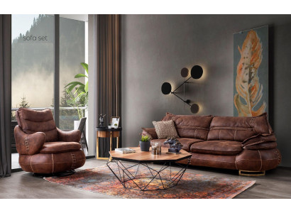 Luksusowy US Western Zestaw sofowy Couch Loft Meble 3+1 miejsce siedzące Sofa Fotel 2-szt. Nowy