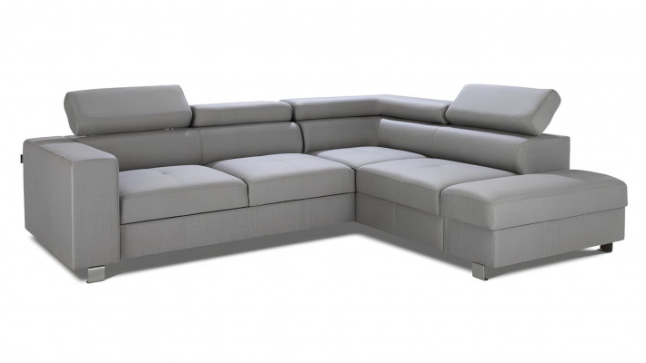 Szary narożnik z funkcją łóżka, nowoczesny design w kształcie L