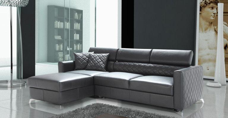 Narożnik z funkcją łóżka, design z tkaniny 100% włoskiej skóry