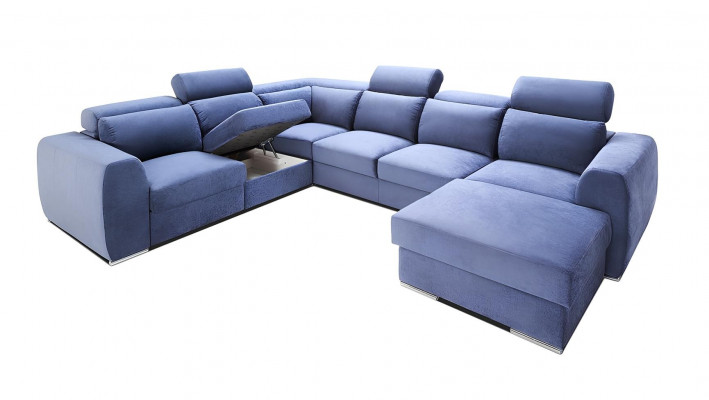 Nowoczesna narożna sofa z tkaniny w kształcie U