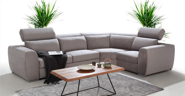 Nowoczesna narożna sofa z tkaniny w kształcie L