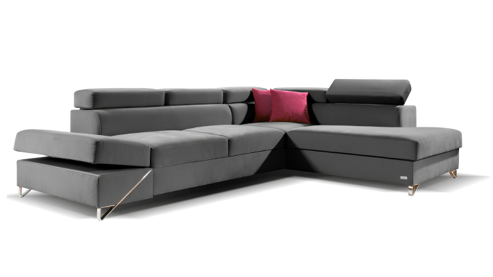 Nowoczesna żółta narożna sofa z funkcją łóżka