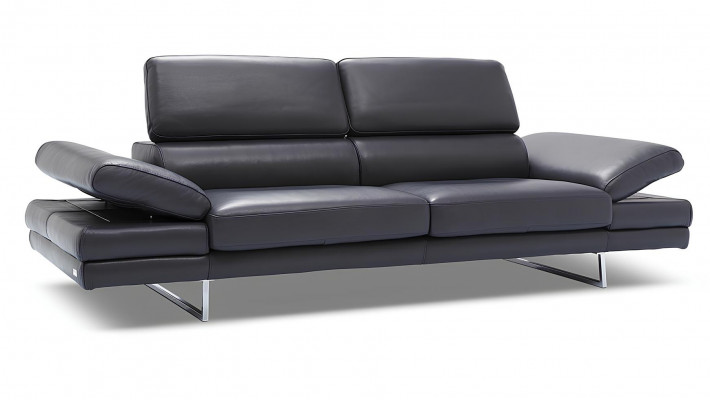 Sofa 2-osobowa z 100% włoskiej skóry nowoczesny design czarna