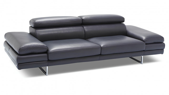 Sofa 2-osobowa z 100% włoskiej skóry nowoczesny design czarna
