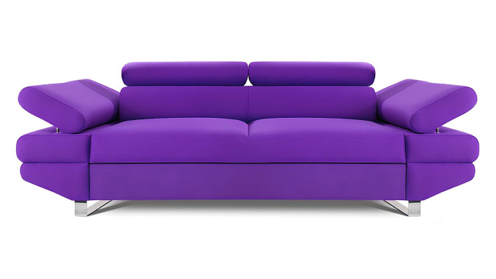 Nowoczesna sofa dwuosobowa z fioletowego materiału
