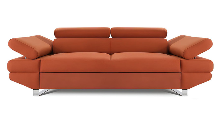 Nowoczesna sofa dwuosobowa z fioletowego materiału