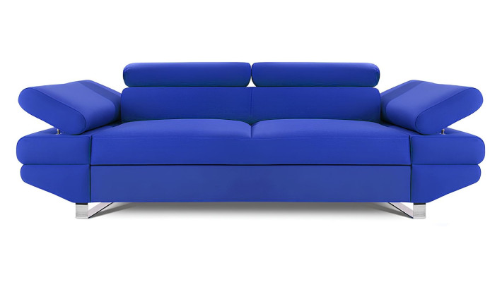 Nowoczesna sofa dwuosobowa z fioletowego materiału