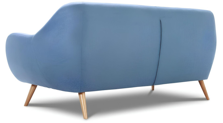 Nowoczesna sofa dwuosobowa w niebieskim materiale Chesterfield