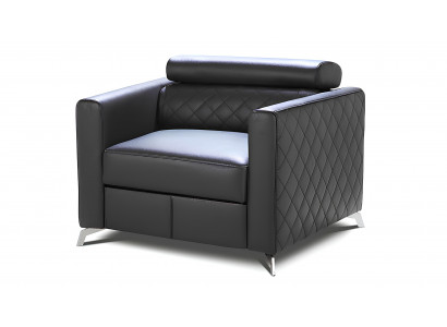 Fotel designerski tapicerowany Relex 100% skóra włoska lounge 1-osobowy