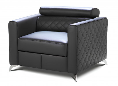 Fotel designerski tapicerowany Relex 100% skóra włoska lounge 1-osobowy