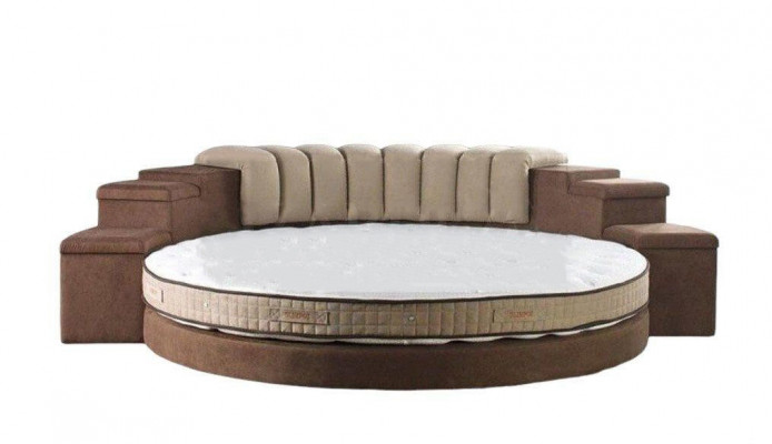 Okrągłe łóżko Modern Design Luksusowa Podkładka Okrągły łóżka Włókienniczy Materiał