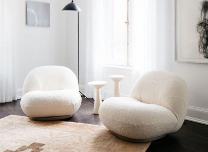 Fotel z tkaniny relaksacyjnej w stylu lounge, biały
