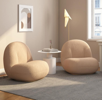 Fotel z tkaniny relaksacyjnej w stylu lounge, biały