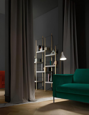 Zielony, trzyosobowy sofa z tkaniny do salonu