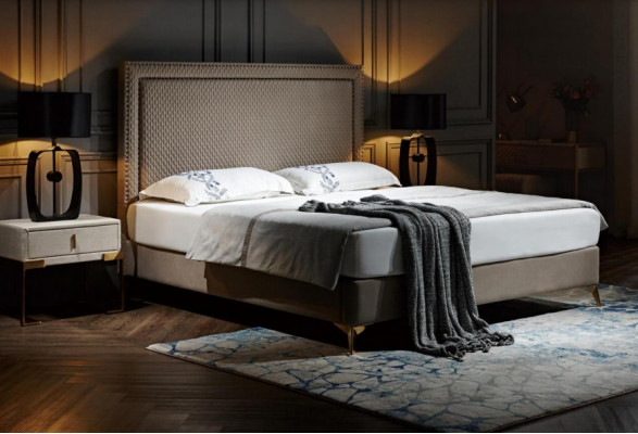 Podwójne łóżko łóżko małżeńskie design luksusowe Luxur łóżko tapicerowane designerskie łóżko Skóra łóżko