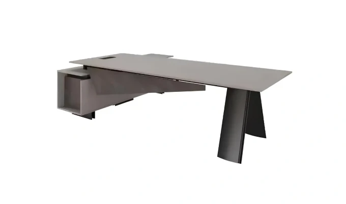 Duża szara biurko narożne meble biurowe nowoczesny luksusowy design