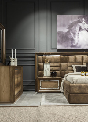 Luksowna szafka nocna do sypialni nowoczesny brązowy loft