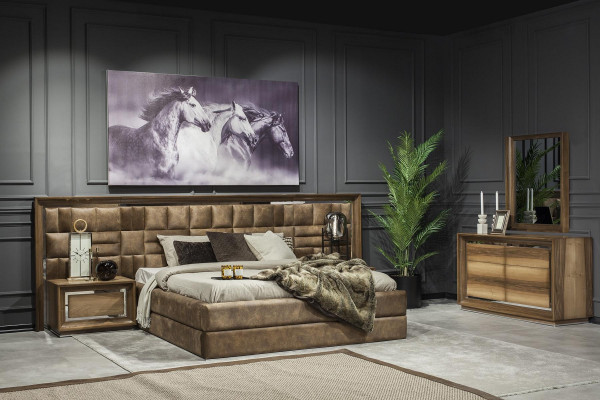 Komoda + Lustro w nowoczesnym stylu brązowym z miejscem do przechowywania luksusowy zestaw nowy