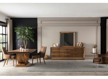 Luksusowy zestaw jadalniany stół 4x krzesło z regulacją kredens 5 części