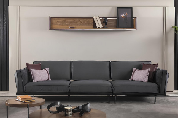 Meble w stylu włoskim zestaw sof szary sofa poduszki loft 3 szt.