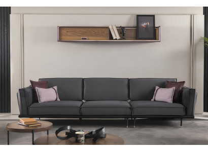 Meble w stylu włoskim zestaw sof szary sofa poduszki loft 3 szt.
