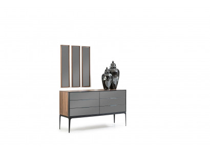 Praktyczna komoda do sypialni czarna z miejscem do przechowywania 139cm