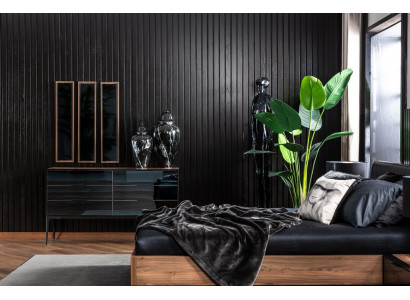 Zestaw 3 luksusowych luster z brązową ramą