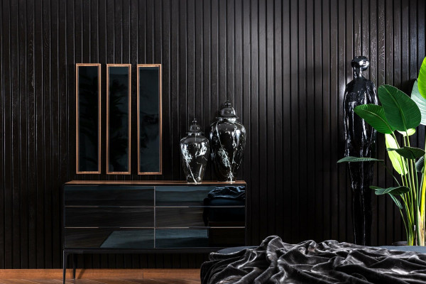 Zestaw 3 luksusowych luster z brązową ramą