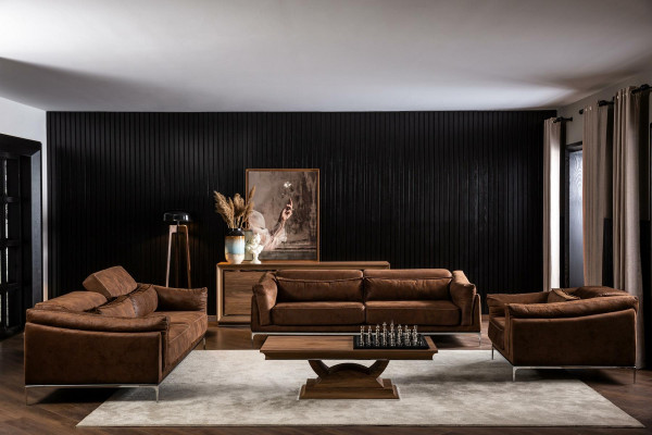 Brązowy nowoczesny fotel, tapicerowany, luksusowy, wygodny, pojedynczy