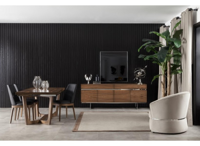 Sideboard + Lustro ze stali nierdzewnej Praktyczna niska szafka do przechowywania