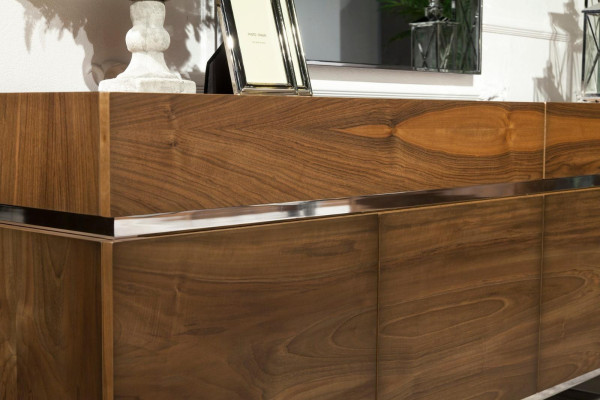 Sideboard + Lustro ze stali nierdzewnej Praktyczna niska szafka do przechowywania