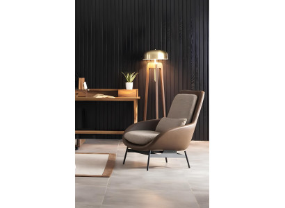 Fotel relaksacyjny do salonu, brązowy, meble lounge