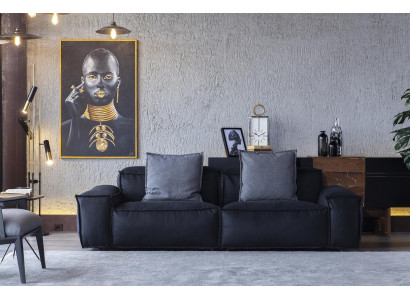 Przytulna kanapa trzyosobowa meble z tkaniny do salonu