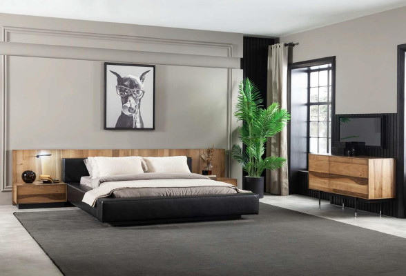 Luksusowe łóżko 160x200 cm podwójne w kolorze czarnym w stylu nowoczesnym