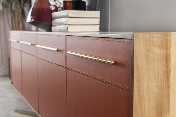 Pomarańczowa szafka z szufladami i półkami, komoda xxl, sideboard 240cm