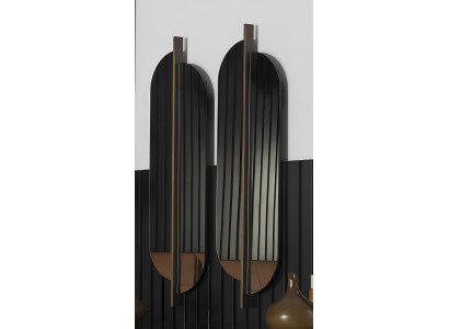 Luksowne lustro ścienne w nowoczesnym stylu brązowa ramka 104x31cm