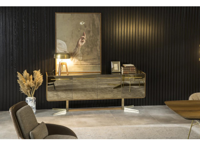 Mobilna konsola boczna Specchio Armadio Lowboard z lustrzanymi frontami