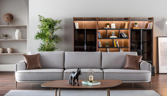 Sofa z tkaniny Zestaw sof Szare sofa 32 miejsca Stolik Meble