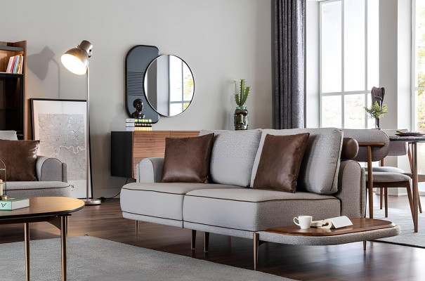 Sofa z tkaniny Zestaw sof Szare sofa 32 miejsca Stolik Meble