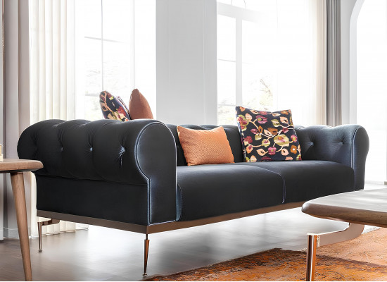 Sofa 321 miejsc Sofy Tkanina Tonalna Niebiesko-Pomarańczowa Fotel