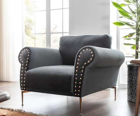 Fotel z uszami, fotel koktajlowy, nowoczesny design, niebieski, tkanina