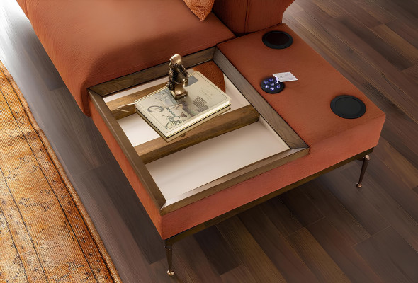 Nowoczesna sofa dwuosobowa w pomarańczowym materiale 234cm
