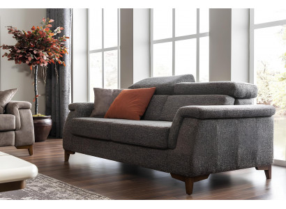 Luksusowy fotel uszak nowoczesny szary skórzany