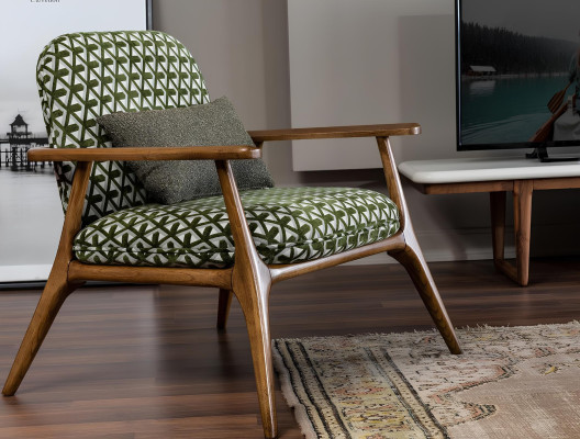 Fotel Fotel z uszami Fotel koktajlowy Nowoczesny design Szary Tkanina Zielona