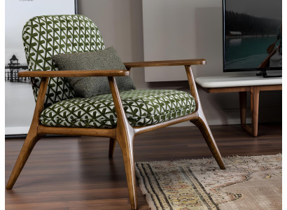 Fotel Fotel z uszami Fotel koktajlowy Nowoczesny design Szary Tkanina Zielona