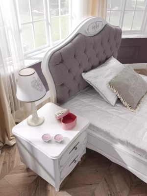 Młodzieżowe łóżko Chesterfield 120 cm Zestaw 5 części Szary Tkanina