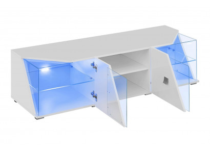 Nowoczesna biała szafka RTV z witryną