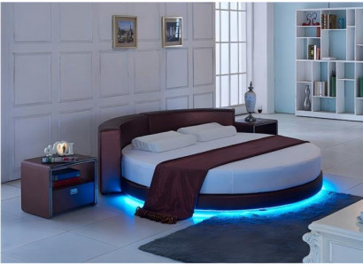Okrąłe łóżko Bordeaux z oświetleniem LED nowoczesny tapicerowany sofa