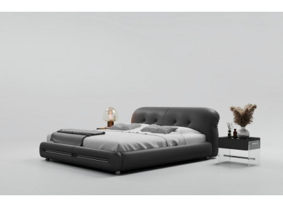Czarna tapicerowana łóżko nowoczesny design komfort luksusowy styl
