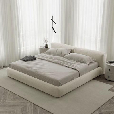 Eleganckie szare łóżko tapicerowane nowoczesny design luksusowe łóżko